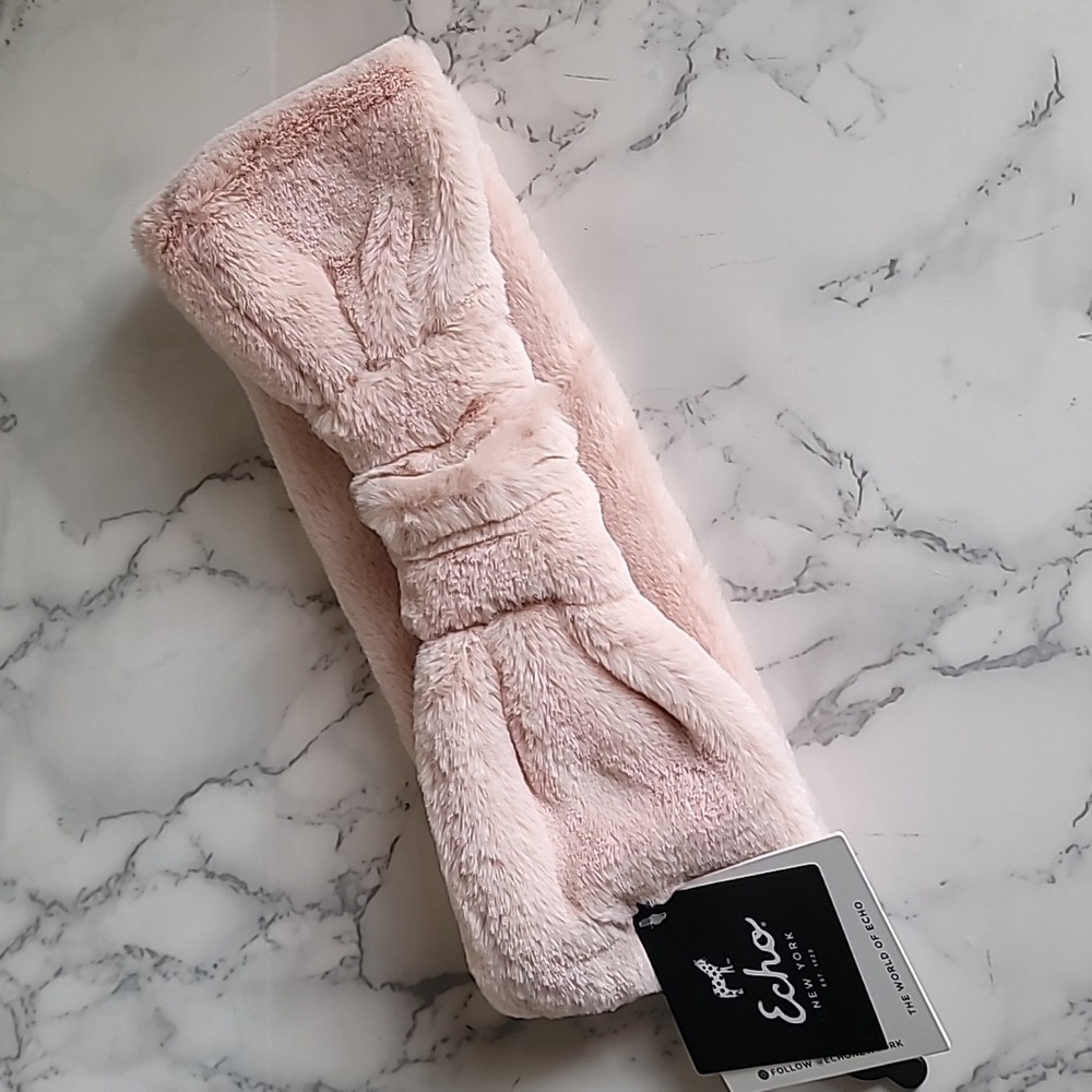 Echo NY Headband Light Pink Faux Fur New